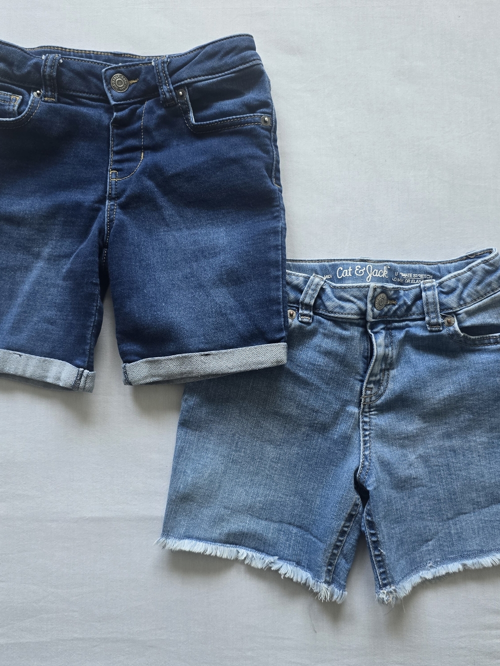 Cat & Jack Girls Denim Shorts - Dark Blue & Light Blue